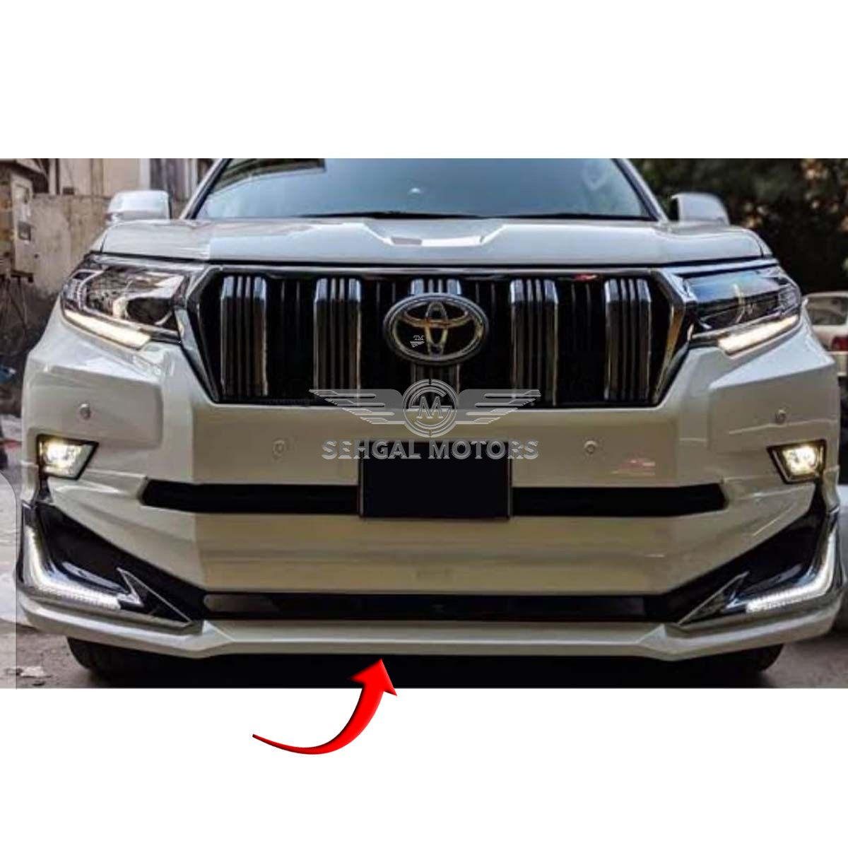 Toyota Prado FJ150 Front Body Kit / Lip with LED (White) 2017-2021