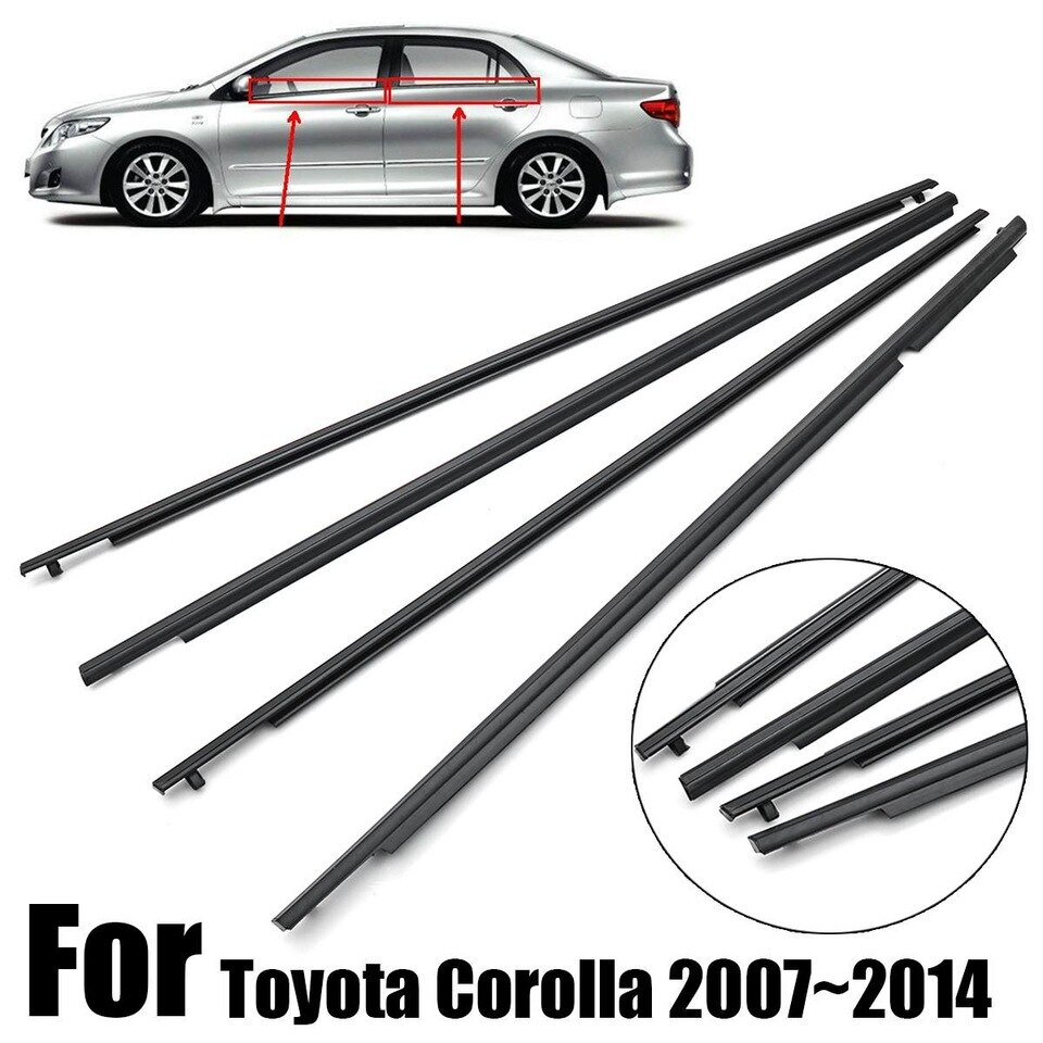 Toyota Corolla Weather Strips Chrome 4 Pcs - Model 2008 - 2014