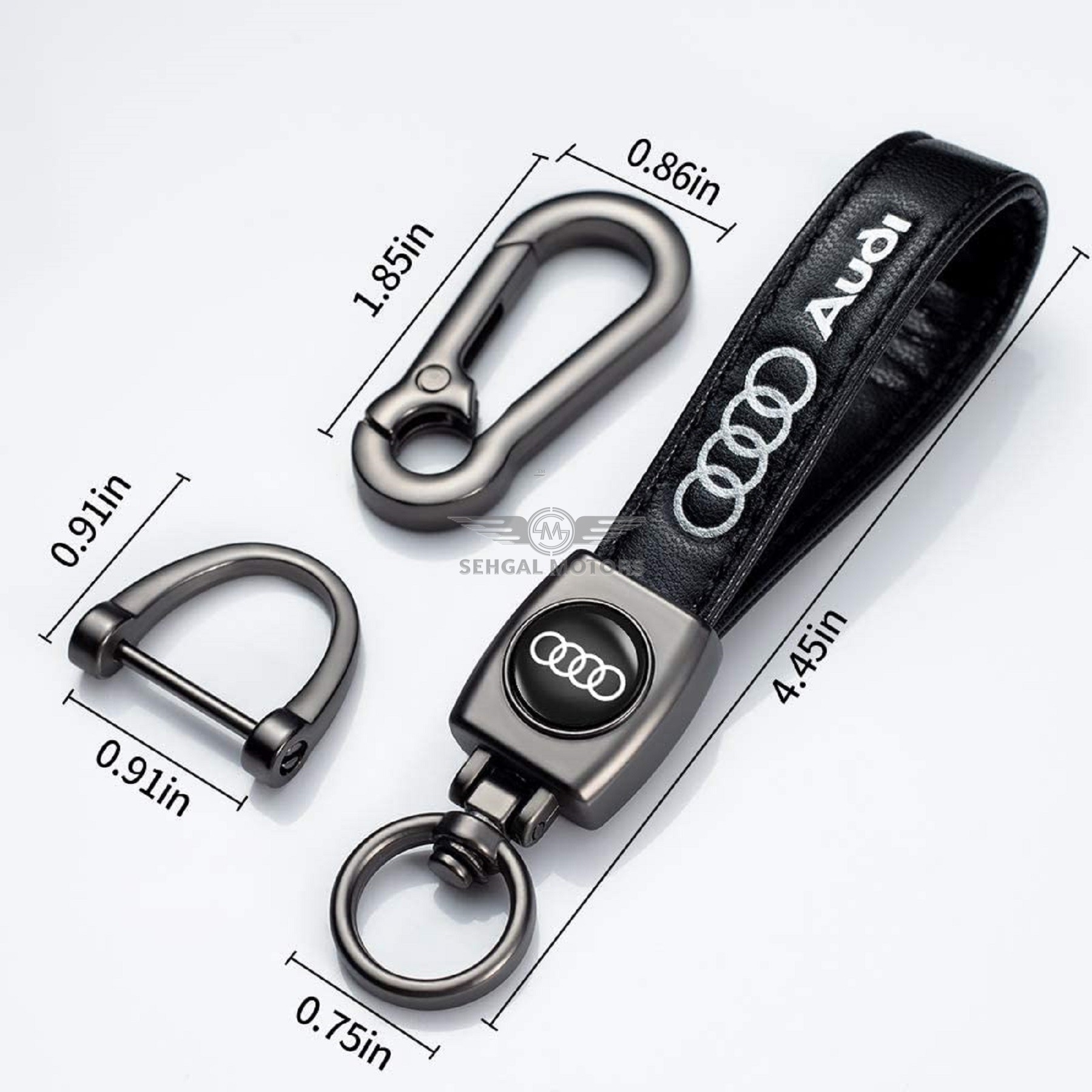 Audi Leather Strip Keychain With Logo Black