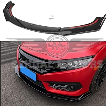 Honda Civic Front Lip splitter Glossy Black Model 2017-2021 (3 Pcs)