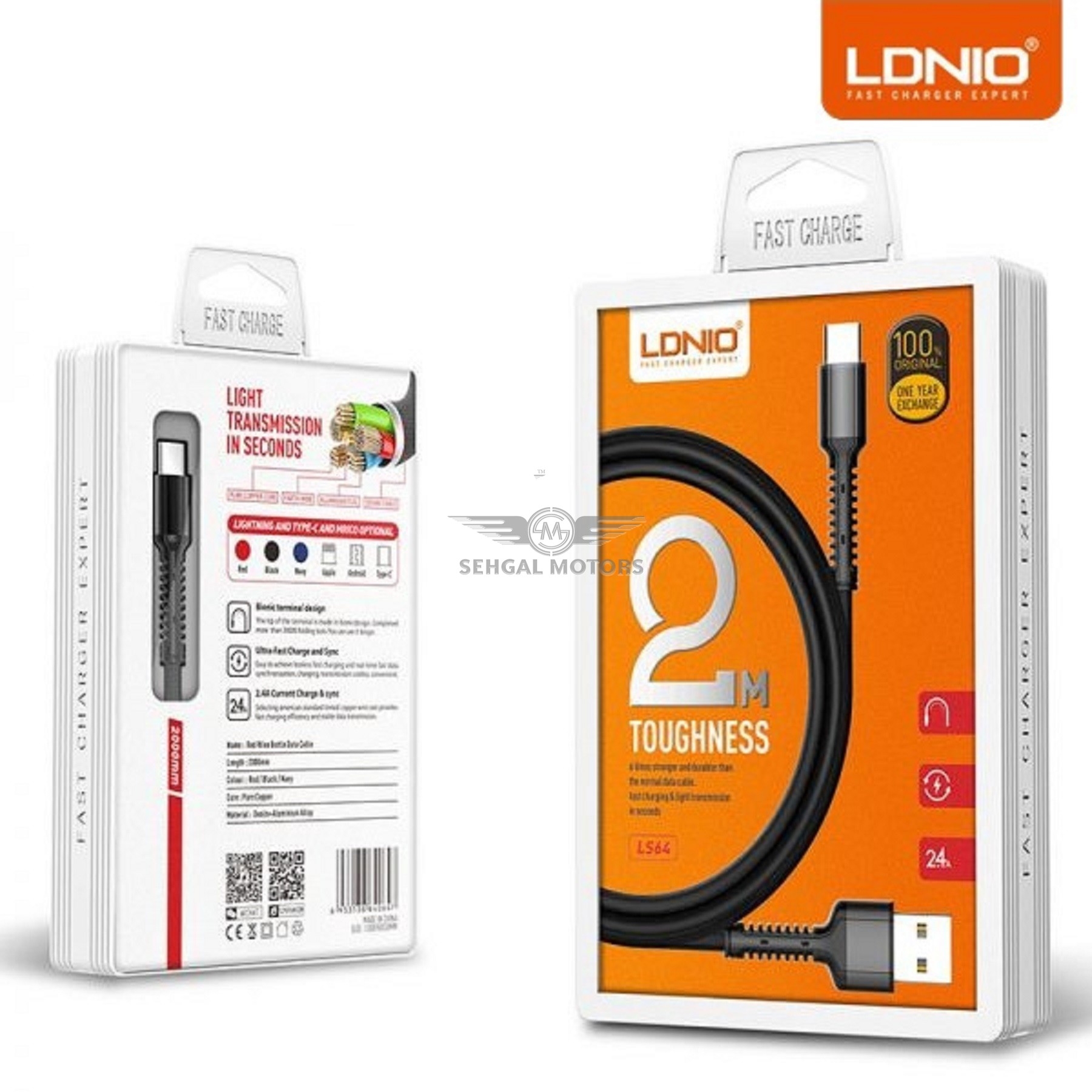 Ldnio Mobile Data Cable Type Android  2M Length LS64 Orange Box