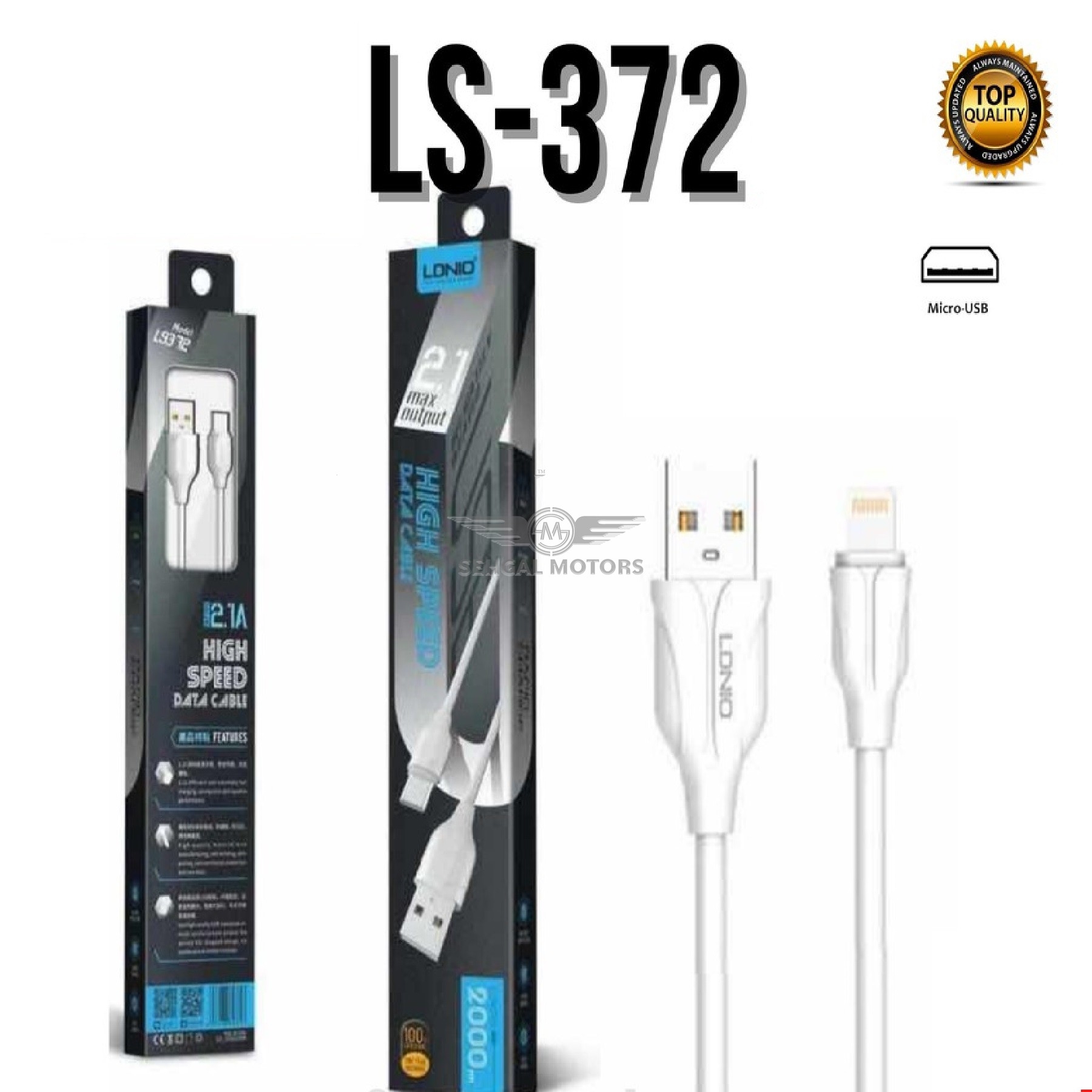 Ldnio Mobile Data Cable Type Android  2M Length LS372  Black Box