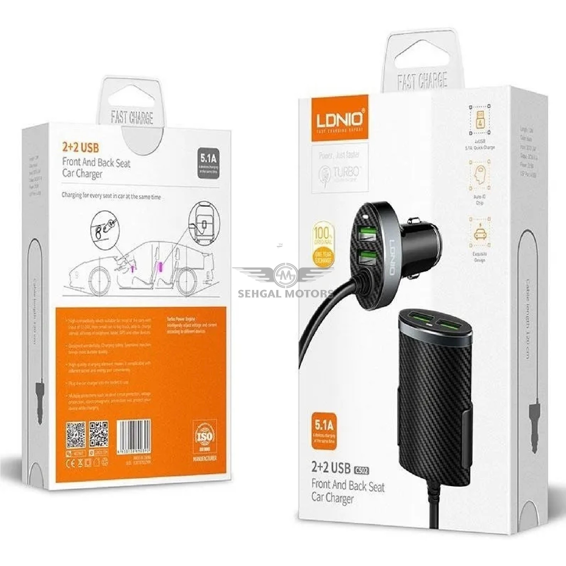 Ldnio 2+2 Front & Back Seat Charger 5.1A C502