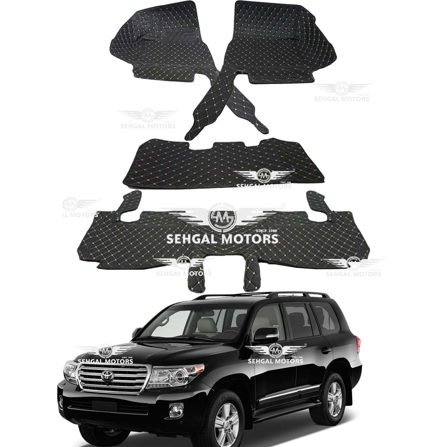 Toyota Land Cruiser 7D Floor Mat Black 4PCS Model 2012-2020