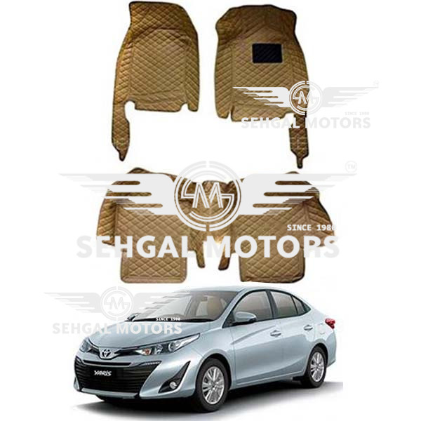 Toyota Yaris 7D Floor Mats Beige& black (3pcs )Model 2020-2021