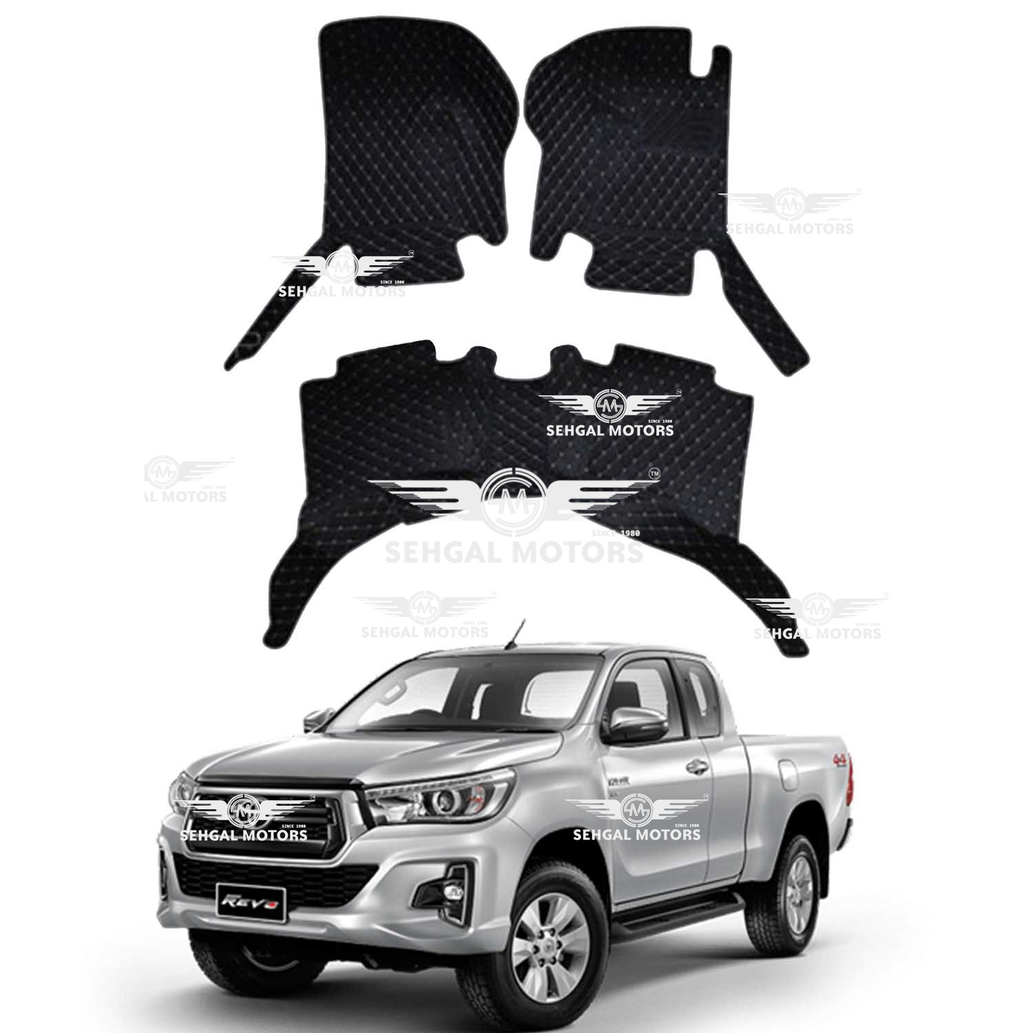 Toyota Hilux Revo Black 7D Floor Mats Black Model 2017-2021