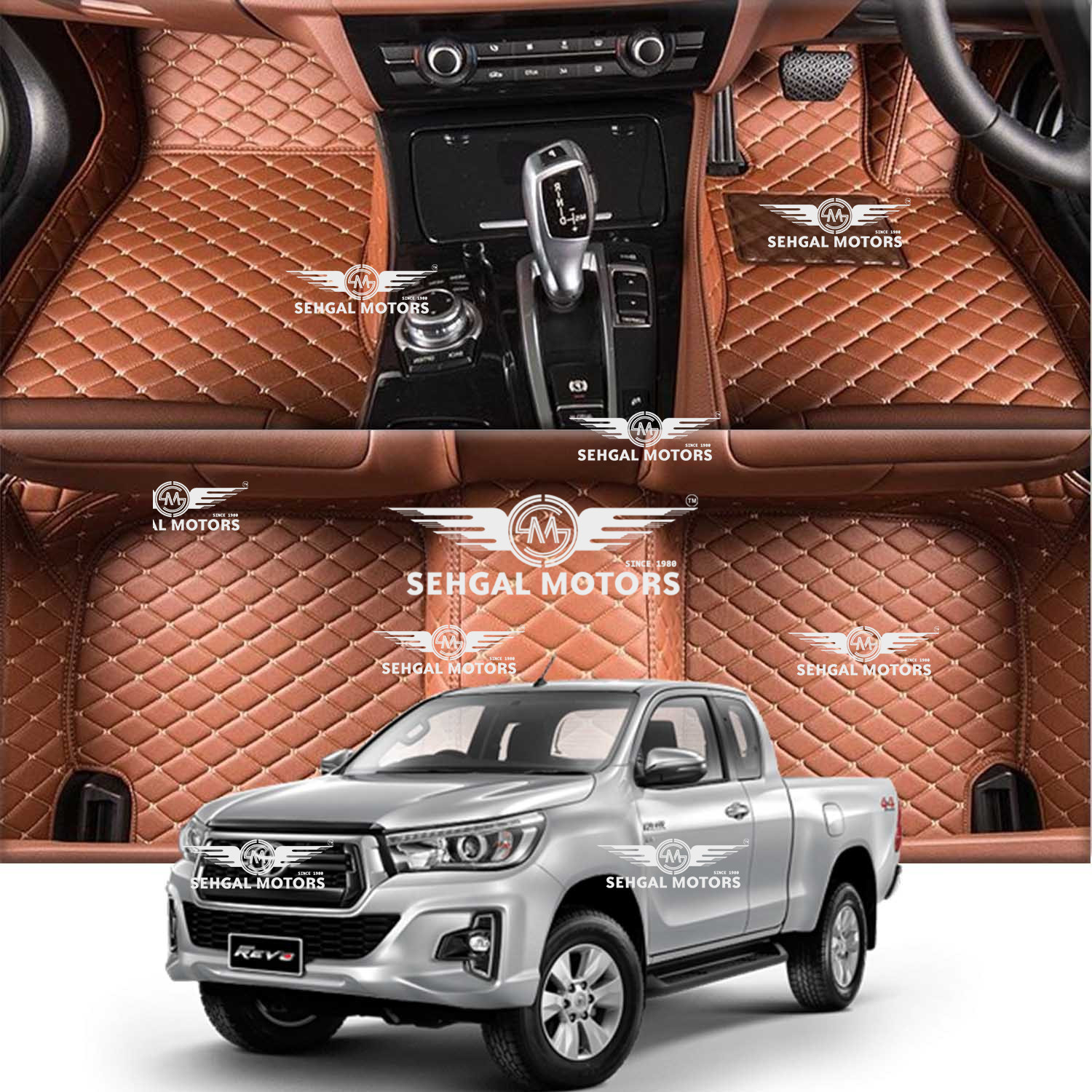 Toyota Hilux Revo 7D Floor Mat Brown with Brown 3pcs Model 2018-2021