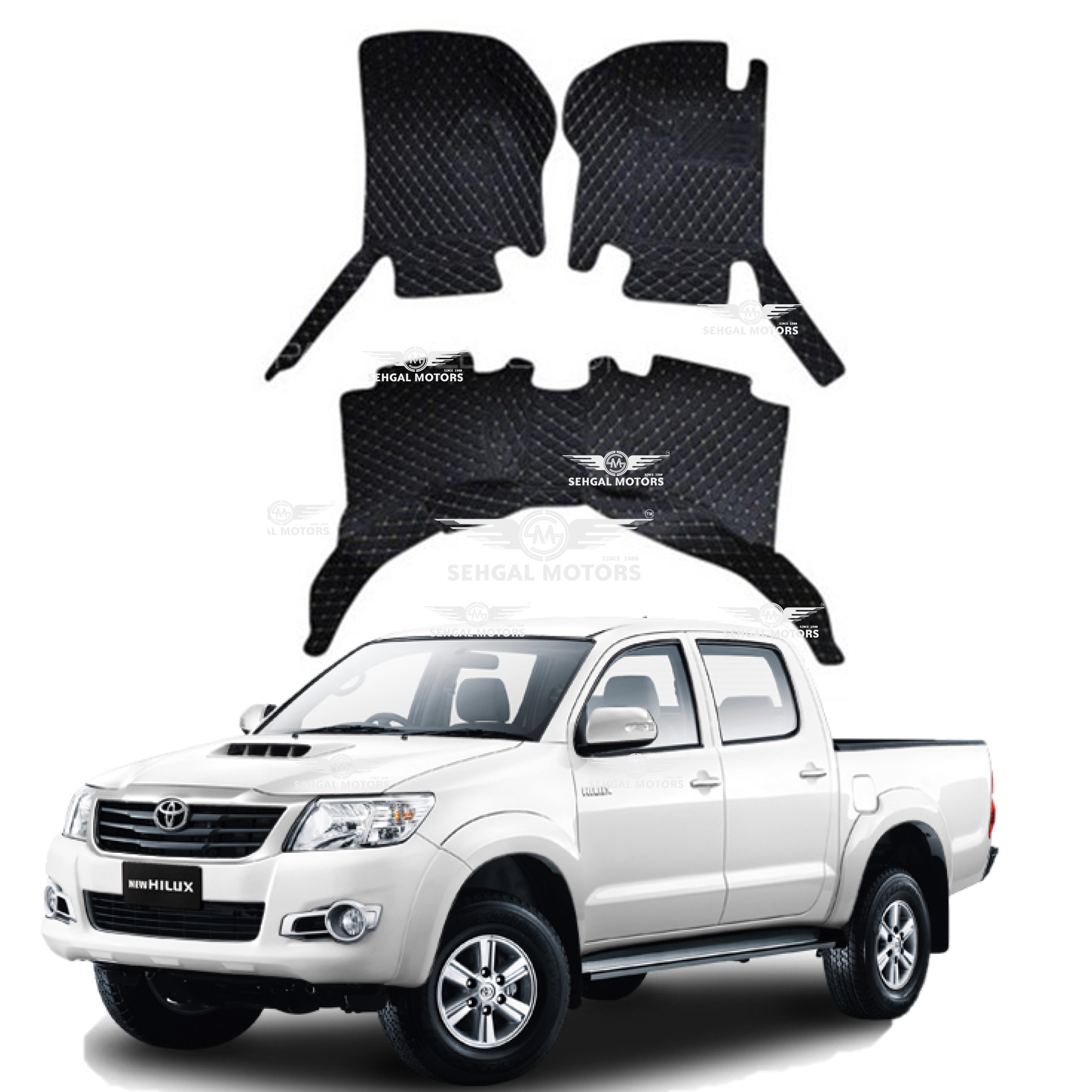 Toyota Hilux Vigo 7d ECO Floor Mats Black With Black Stitch Model 2005