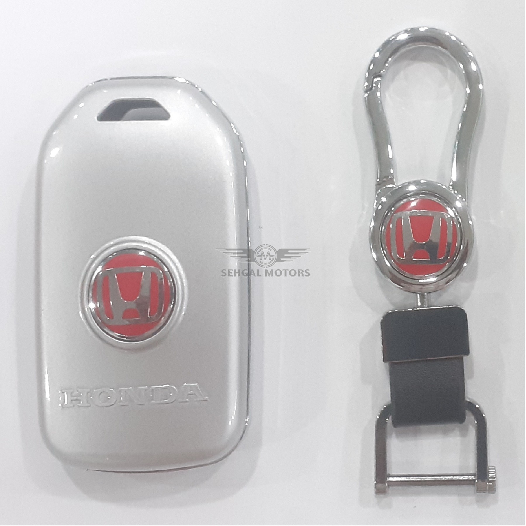 Honda Civic Plastic Key Cover With Key Chain - Silver | Silver Box | Model 2017-2021