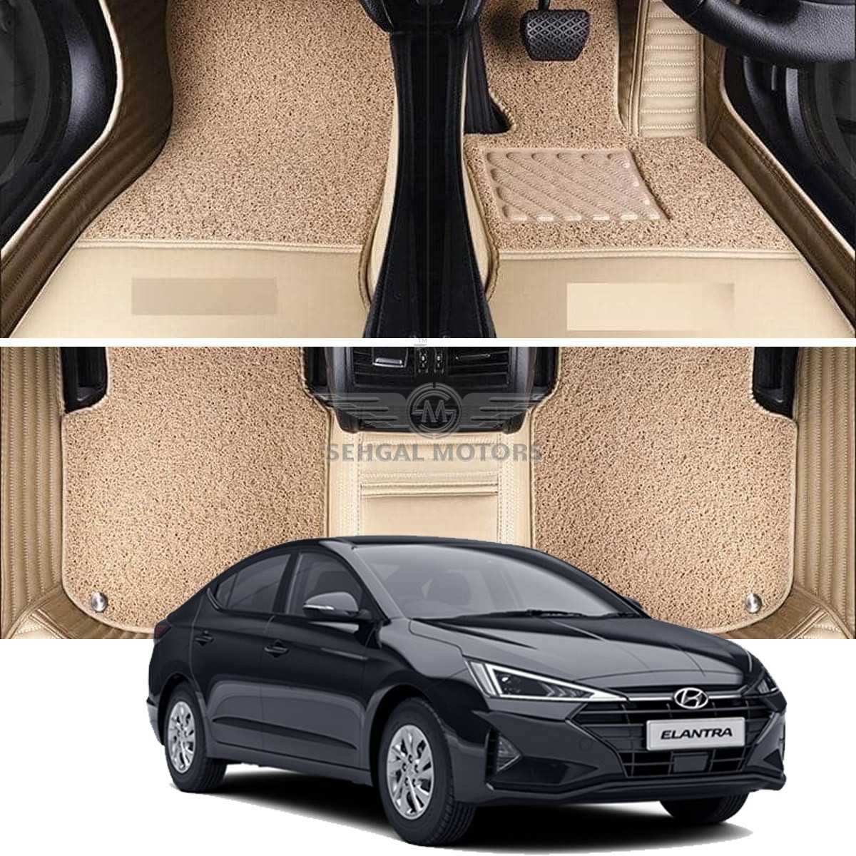 Hyundai Elantra 9D Floor Mat Beige with Beige Grass 3pcs Model 2021