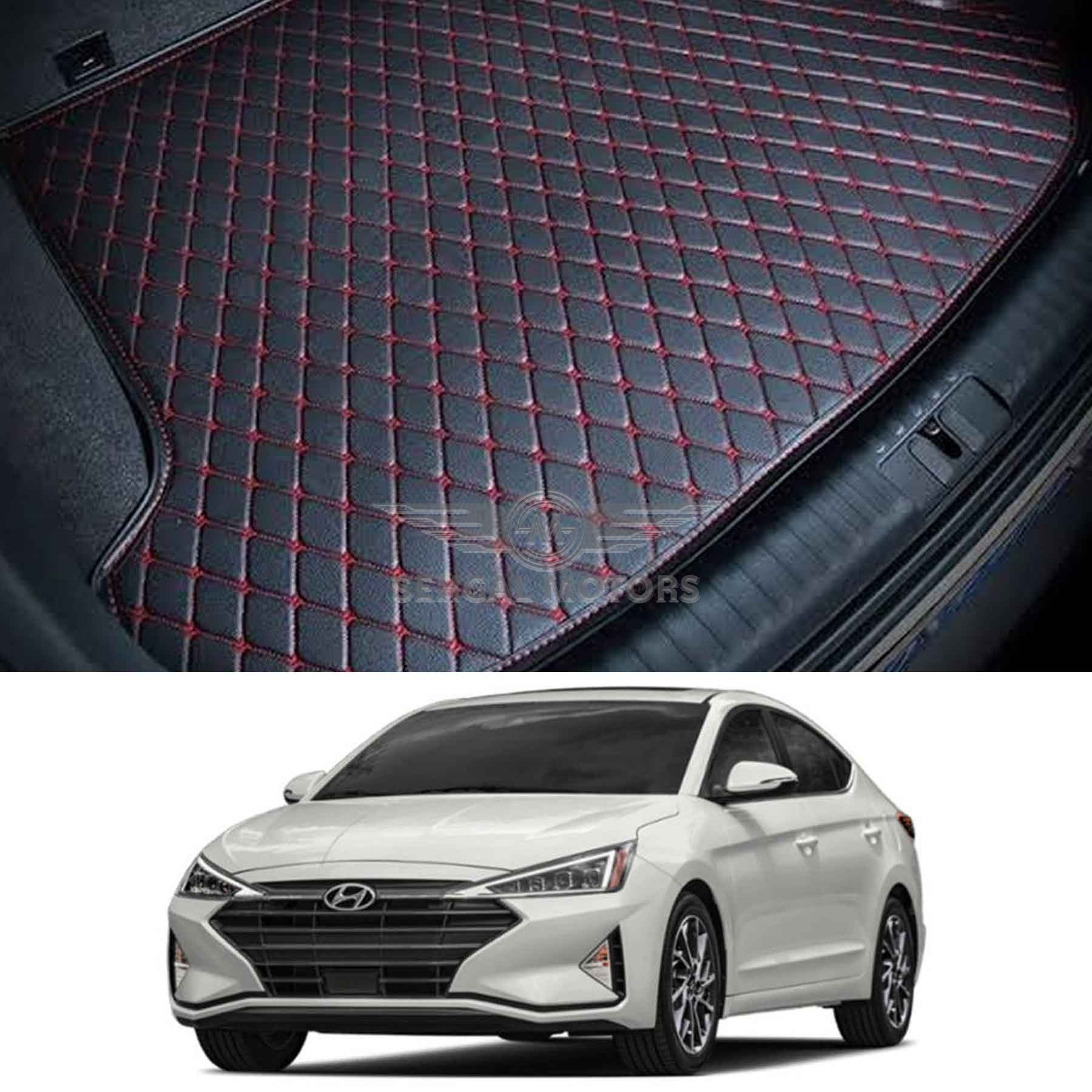 Hyundai Elantra 7D Trunk Mat Black With Red Stitch Model 2021-2022