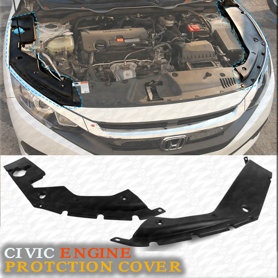 Honda Civic Fender Insulator Plastic Covers For Engine Black  Pair- Model 2016-2021