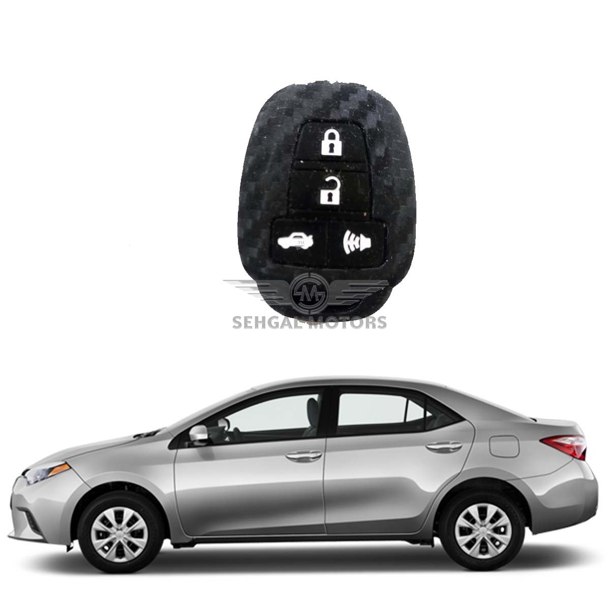 Toyota Corolla Silicone Key Cover Carbonfibe Design Model 2015-2017