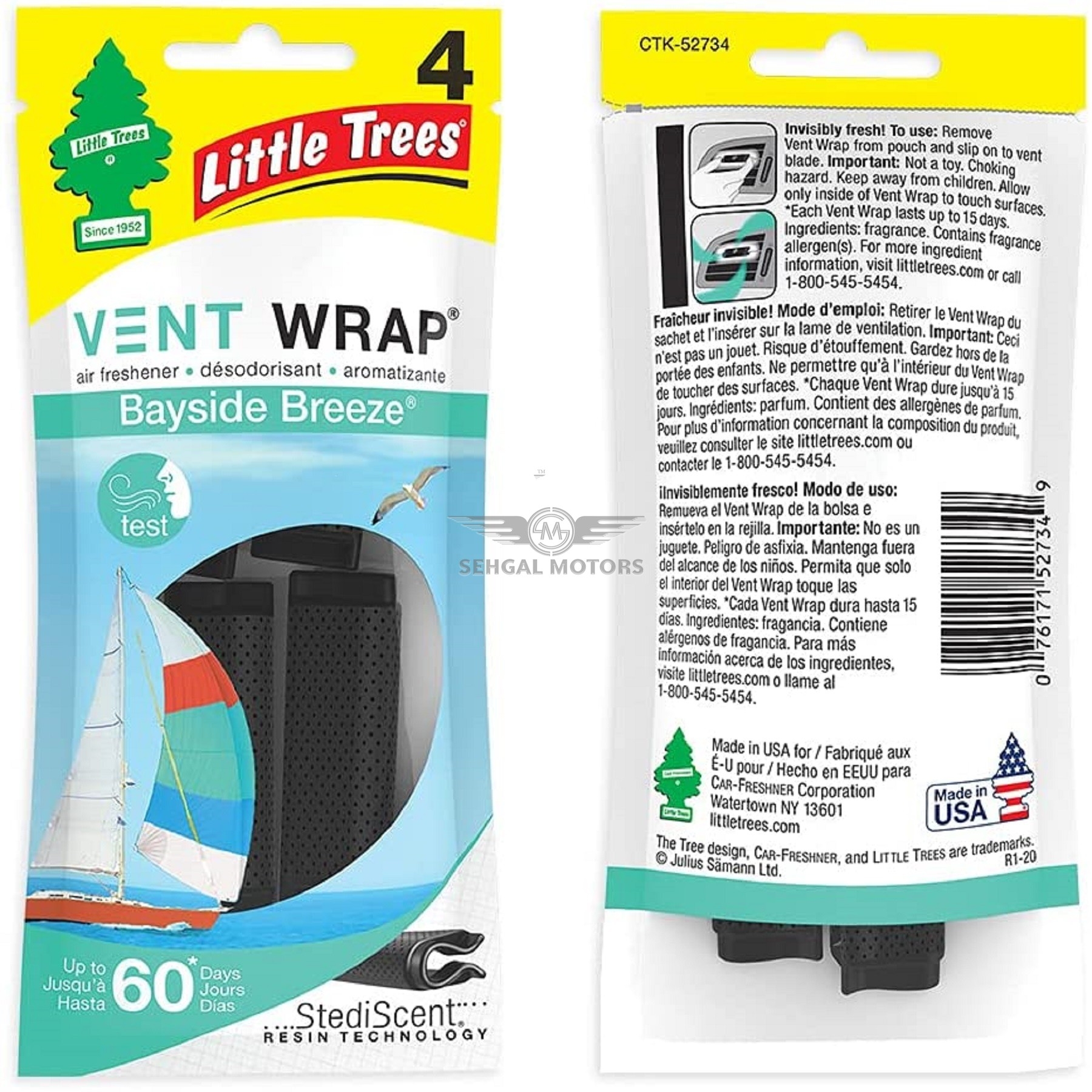 Little Tree AC Vent Wrap Perfume Bayside Breeze CTK-52734
