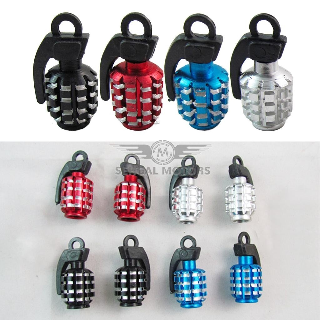 Grenade Tyre Air Valve Nozzle Caps - Pair