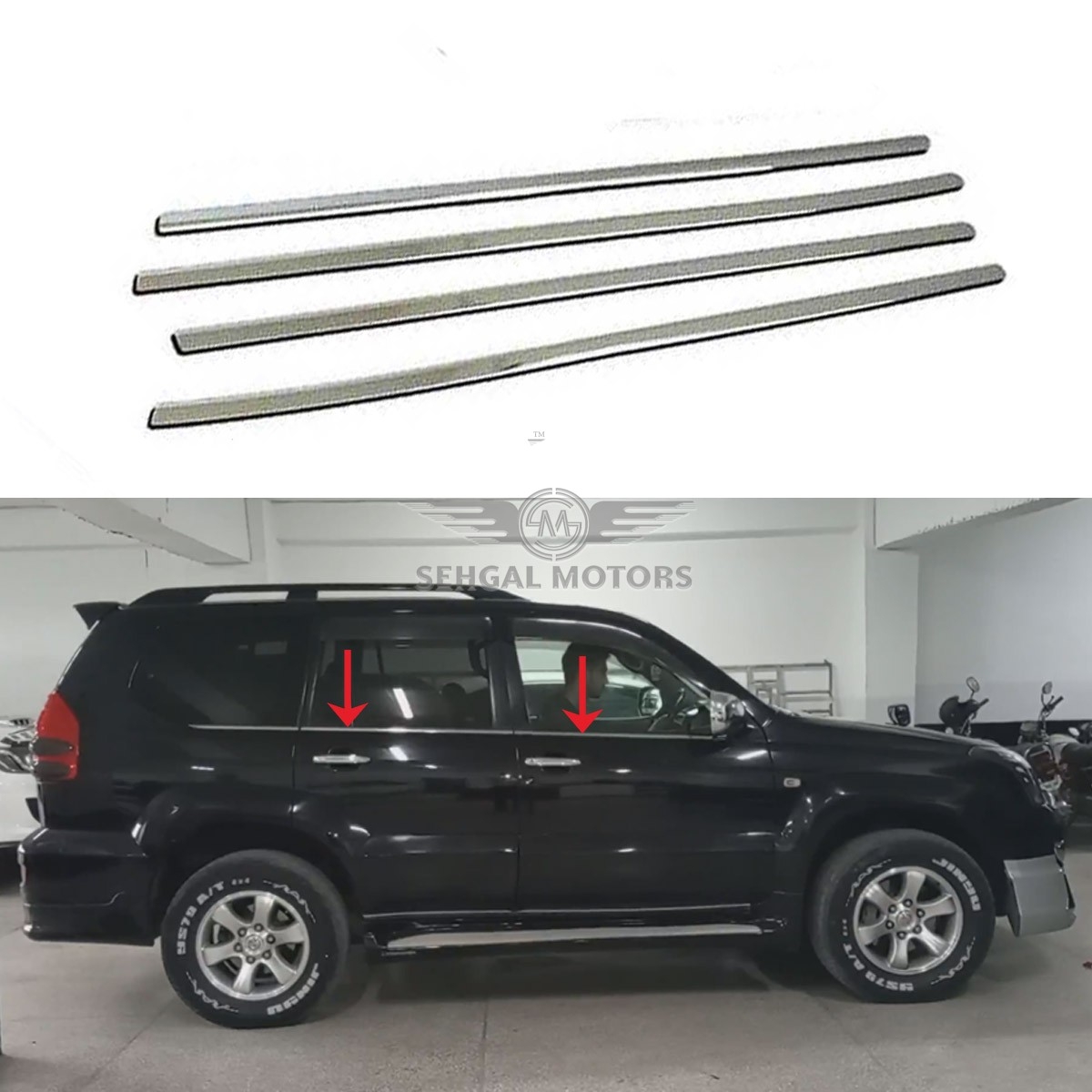 Toyota Prado Fj120 Weather Strip in chrome Model 2002-2009