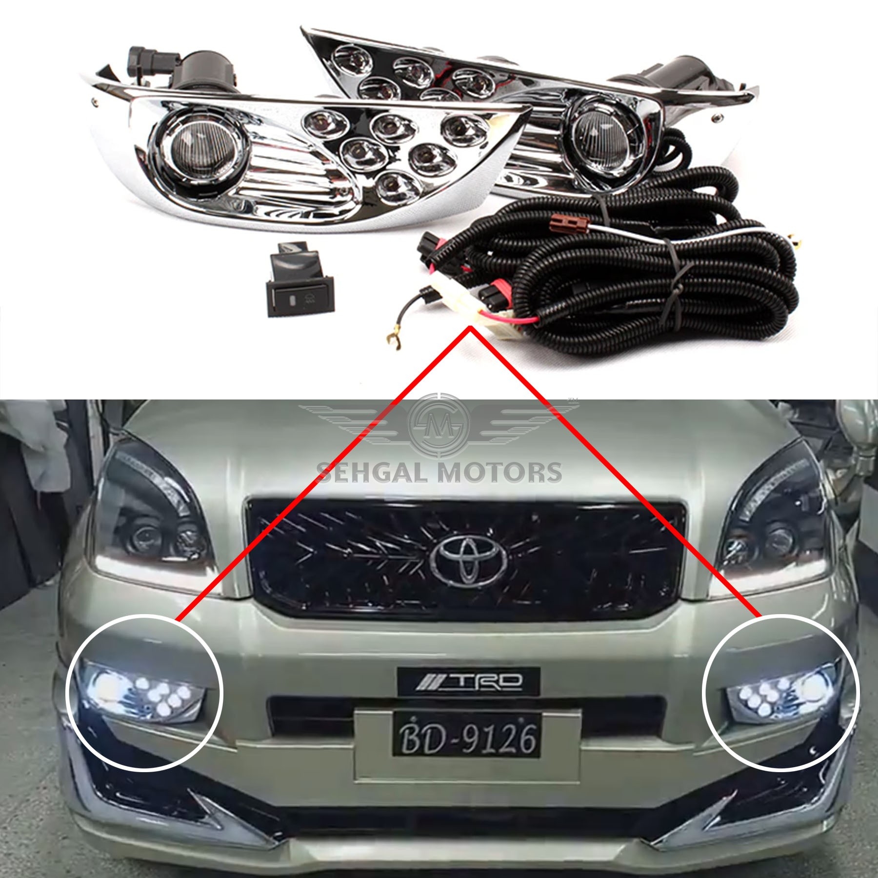 Toyota Prado FJ120 Fog Light LED TY085E Model 2002-2009 DLAA