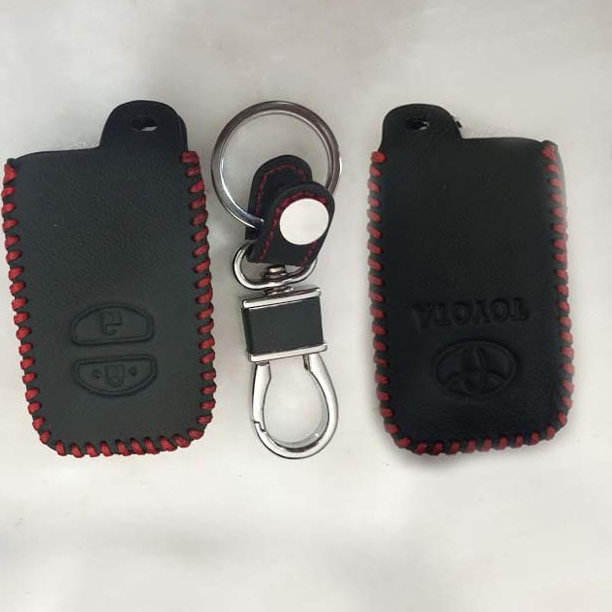 Toyota Fortuner Key Cover Leather Black With Red Stich