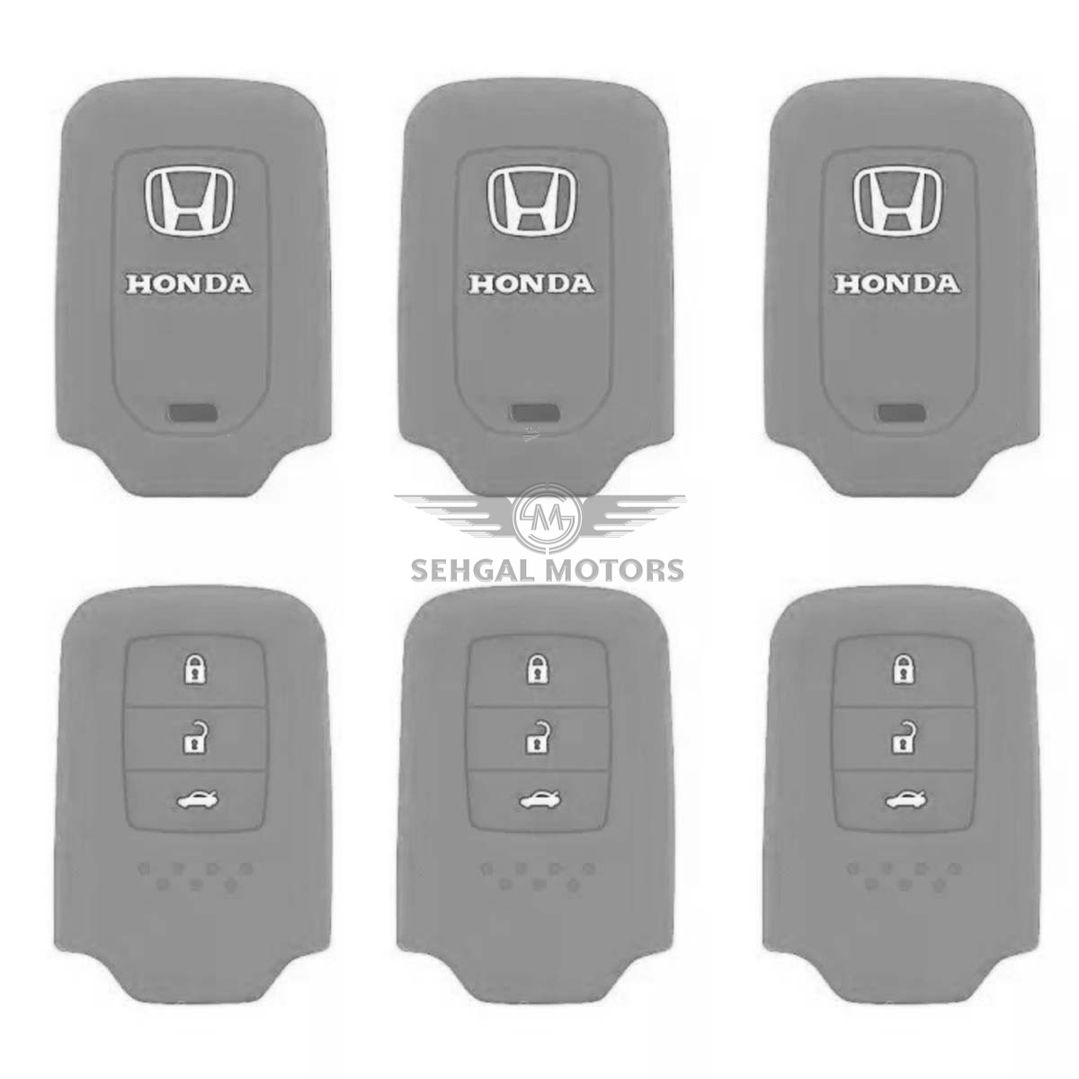 Honda Civic PVC Silicone Protection Key Cover 3 Button Gray- Model 2016-2021