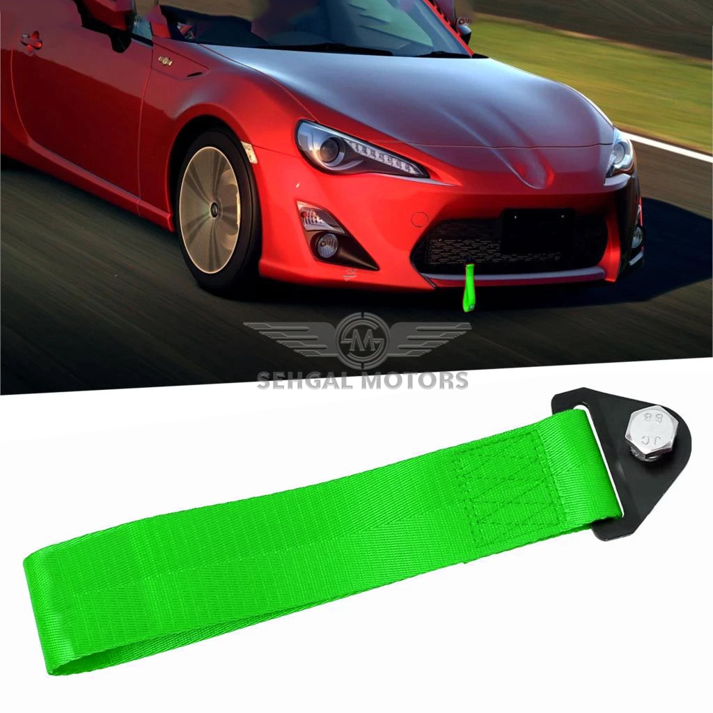 Car Front Bumper Strap Tow Hook - Green