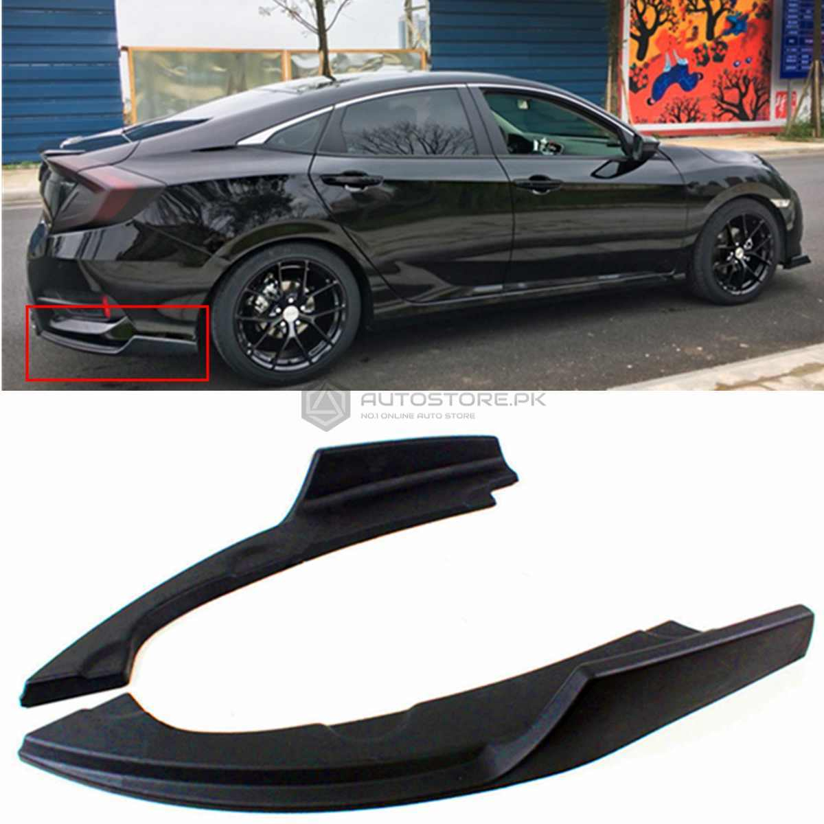 Honda Civic Back Bumper Splitter V1 Matt Black Model 2016-2021