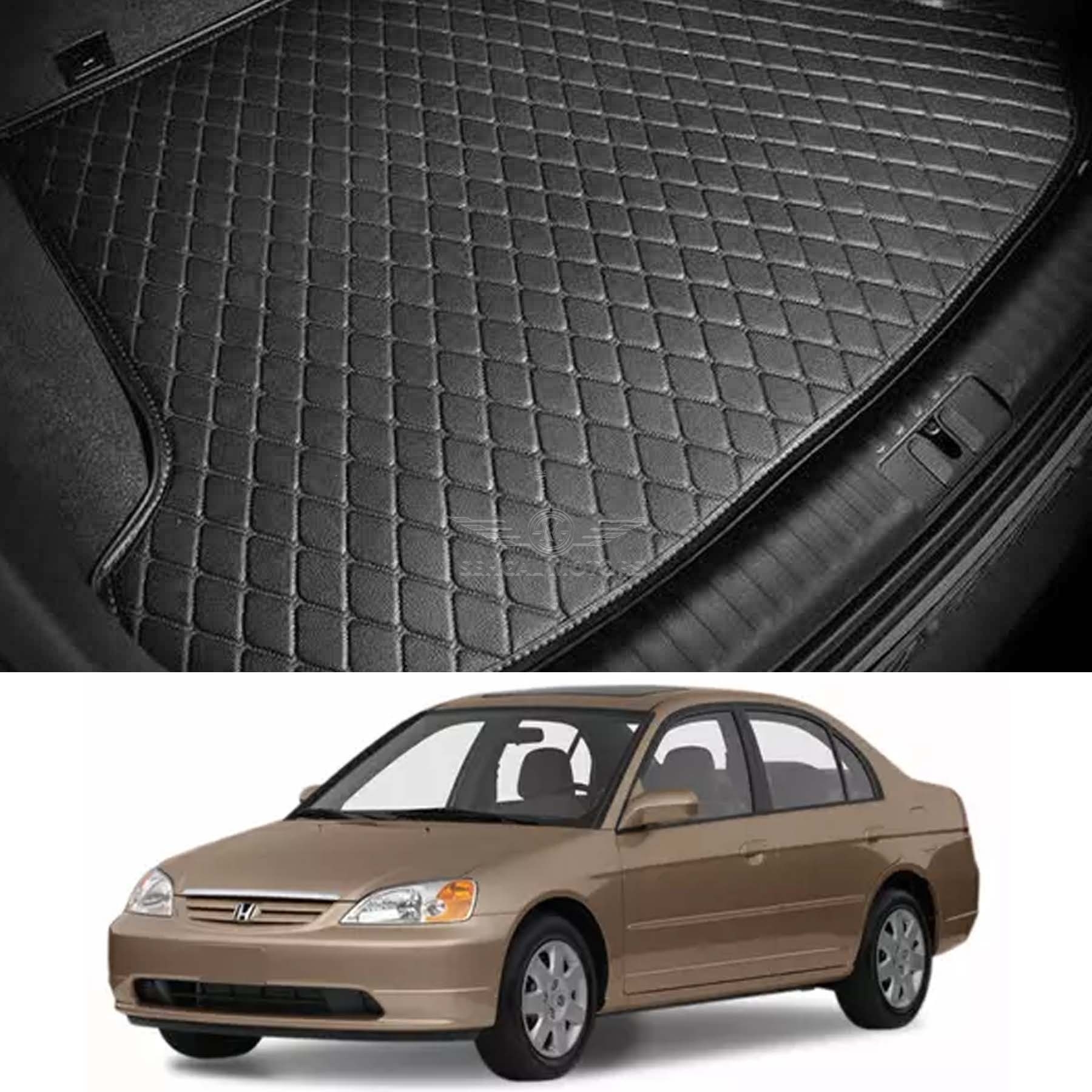 Hyundai Sonata 7D Eco Trunk Mat Black with Black Stitche Model 2020-2022