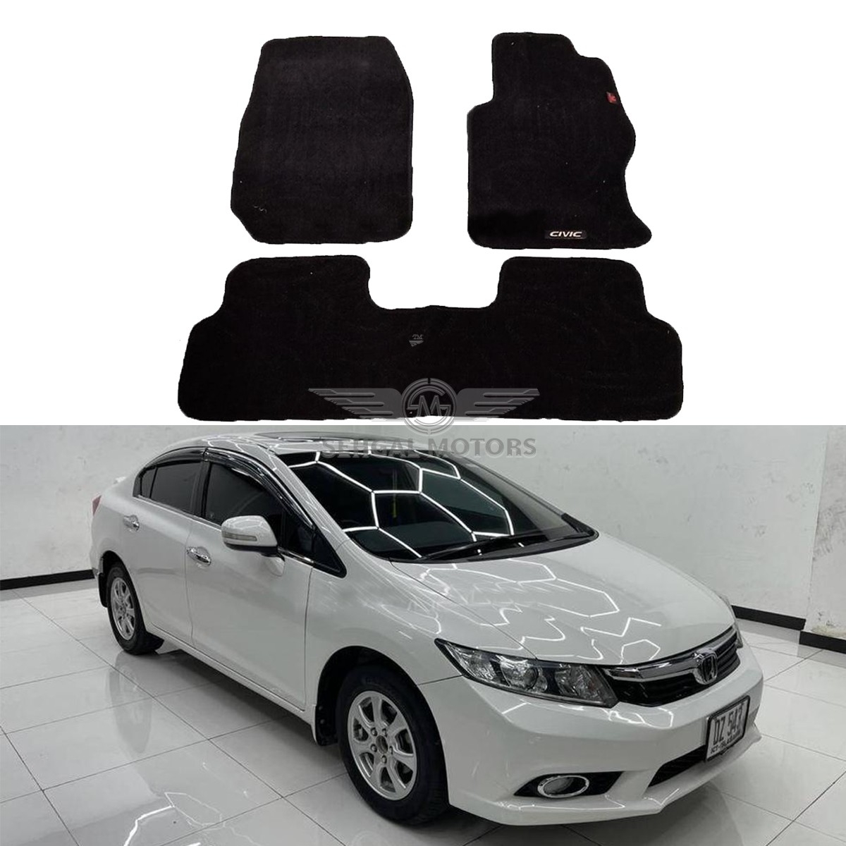 Honda Civic Carpet Floor Mat Black 3pcs Model 2012 - 2016 Local