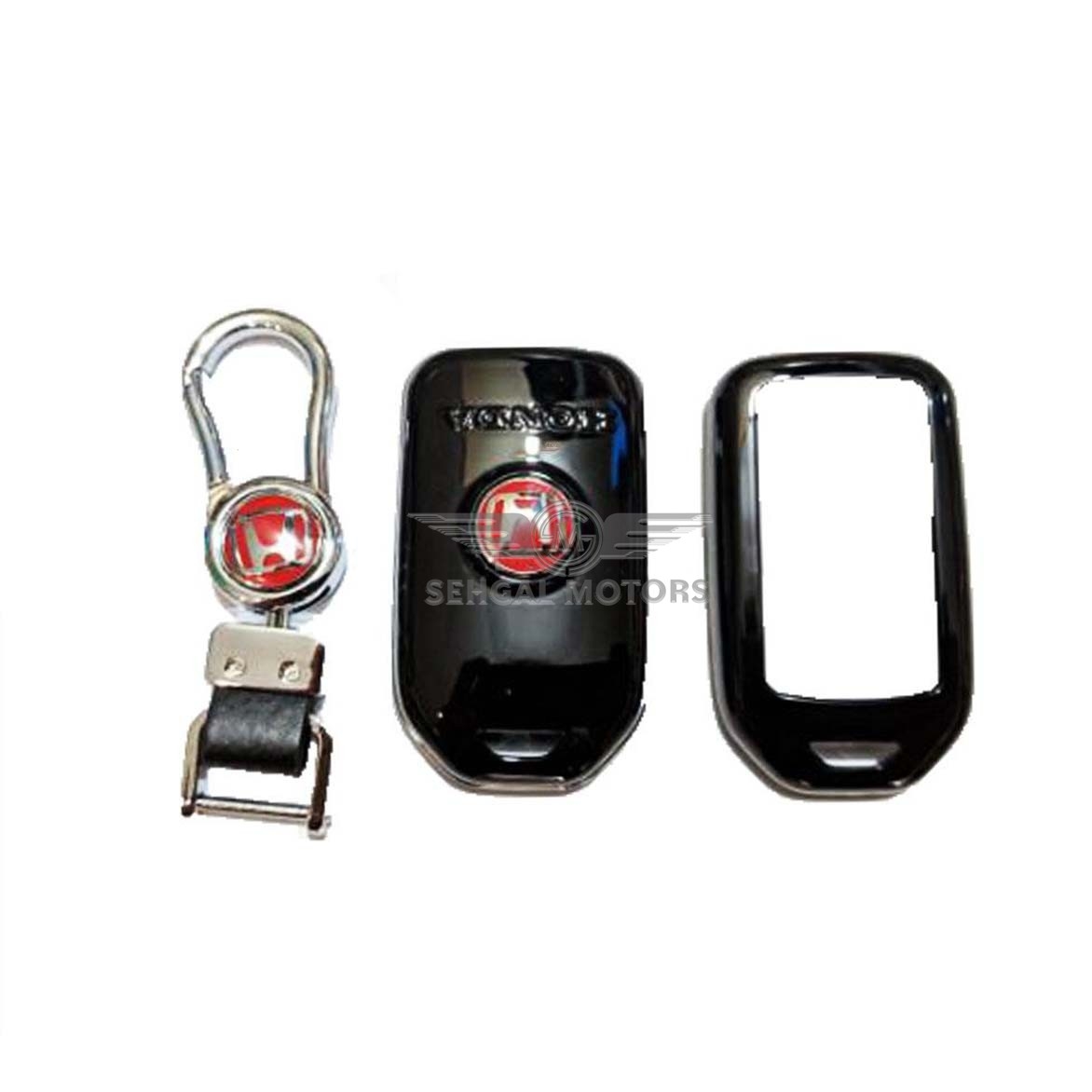 Honda Civic Plastic Key Cover With Key Chain - Black | Silver Box | Model 2017-2021
