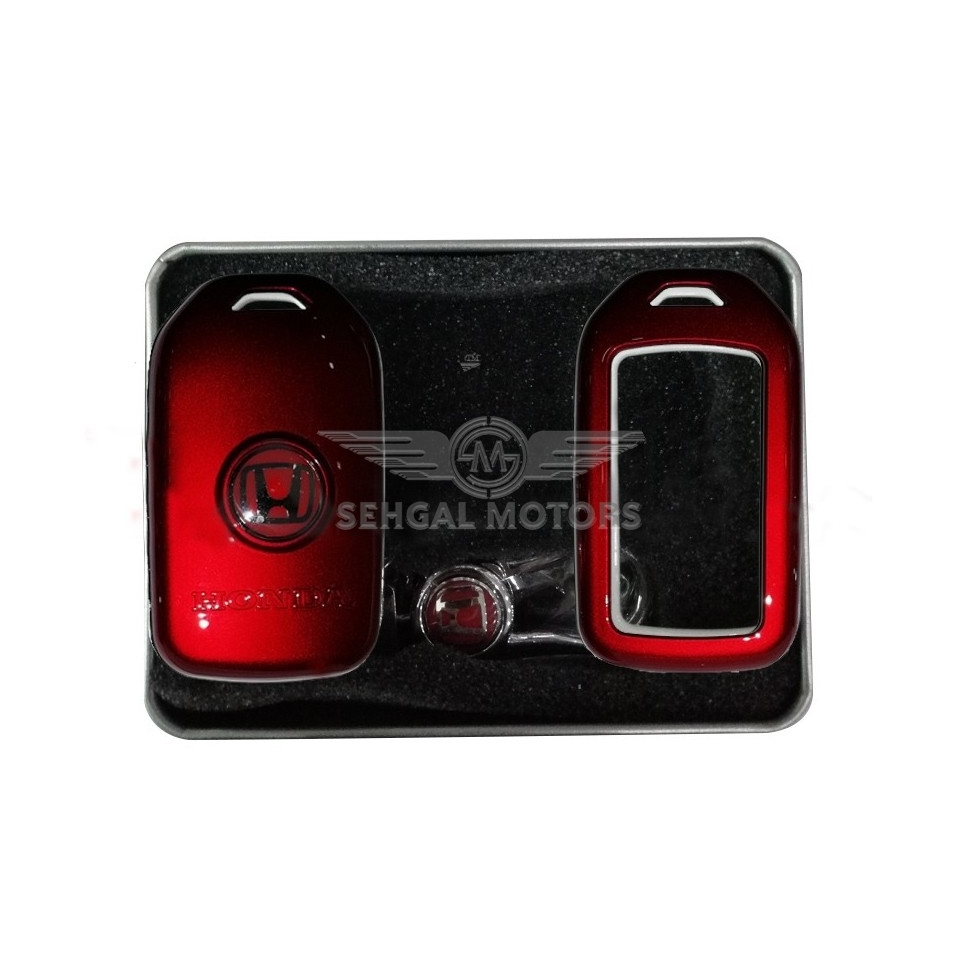 Honda Civic Plastic Key Cover With Key Chain - RED | Silver Box | Model 2017-2021