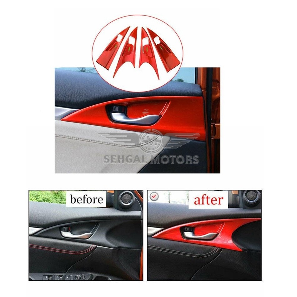 Honda Civic Red Inner Side Door Trim - Model 2016-2021