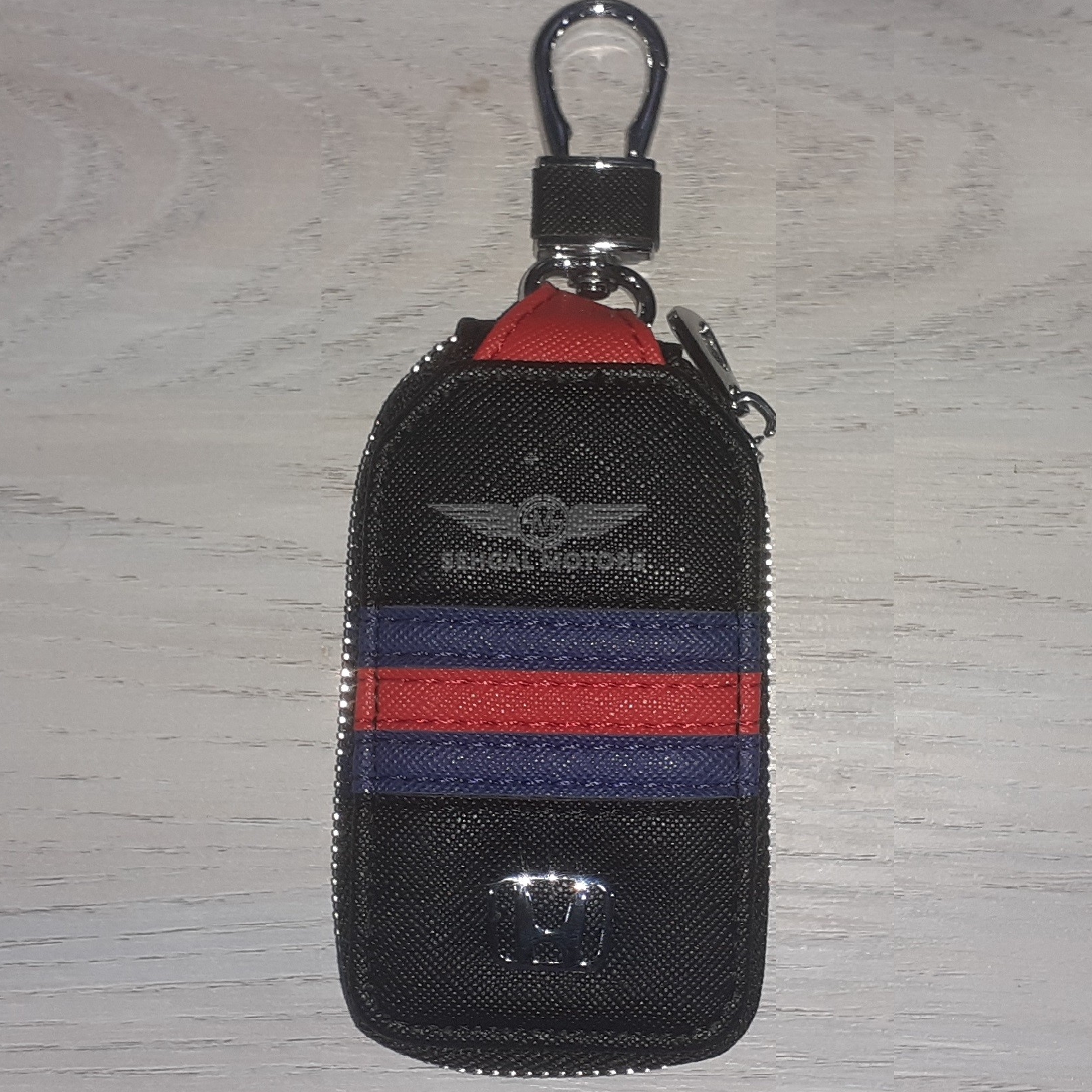 Honda Key Pouch Red & Blue Strip With Logo & Key Chain