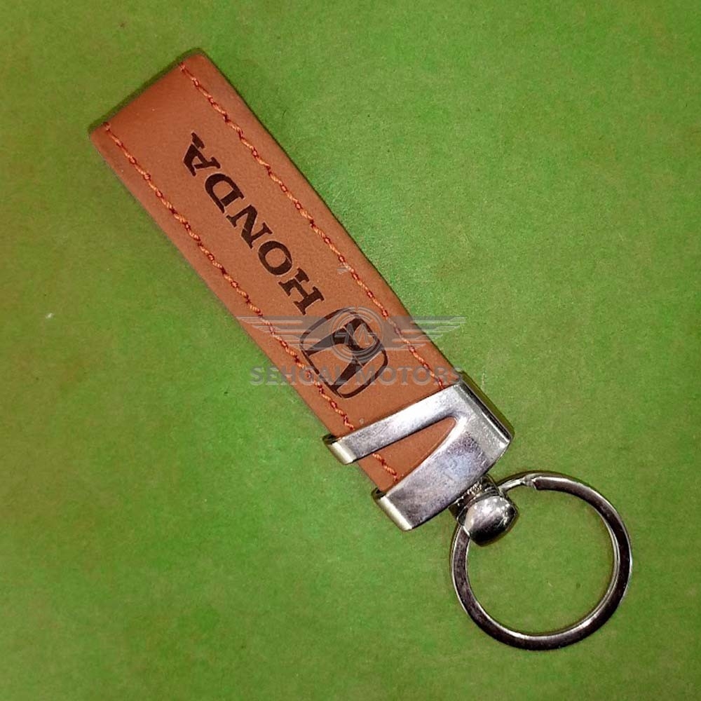 Honda Leather Strip Key Chain Large Brown
