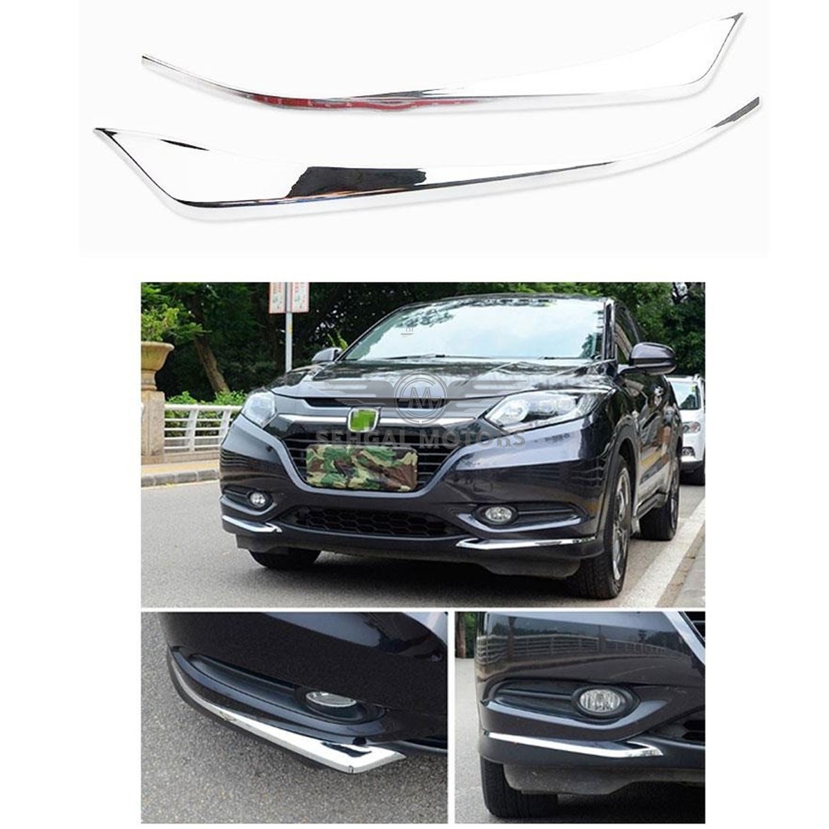 Honda Vezel Front Bumper Lower Lip Chrome Trims - Model 2013-2021