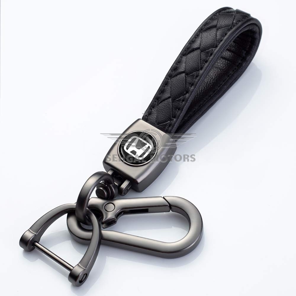 Honda Leather Strip KeyChain With Logo Black