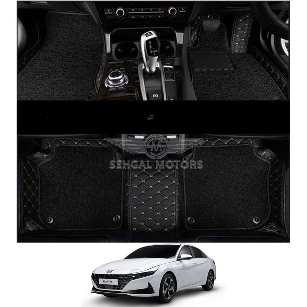 Hyundai Elantra 10D Floor Mat Black With Black Grass 3 PCS Model 2021-2022
