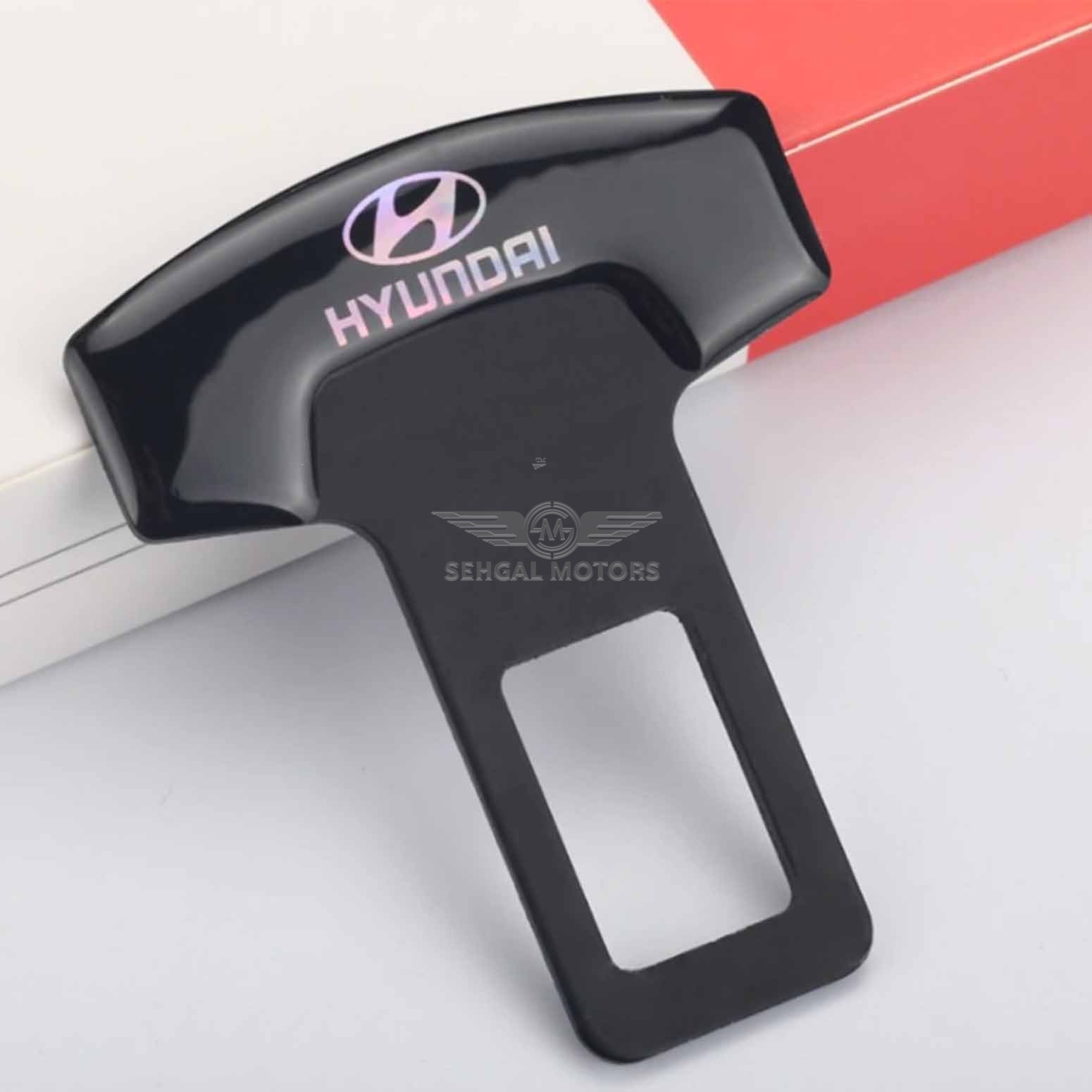 Hyundai Mini Plastic Seat Belt Clip Black - Pair