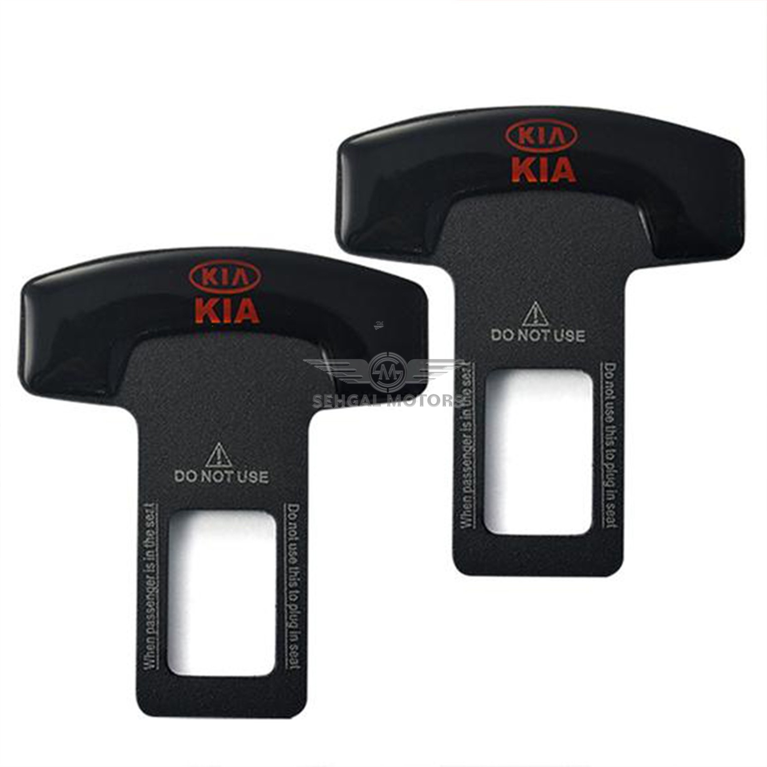 Kia Mini Plastic Seat Belt Clip Black - Pair
