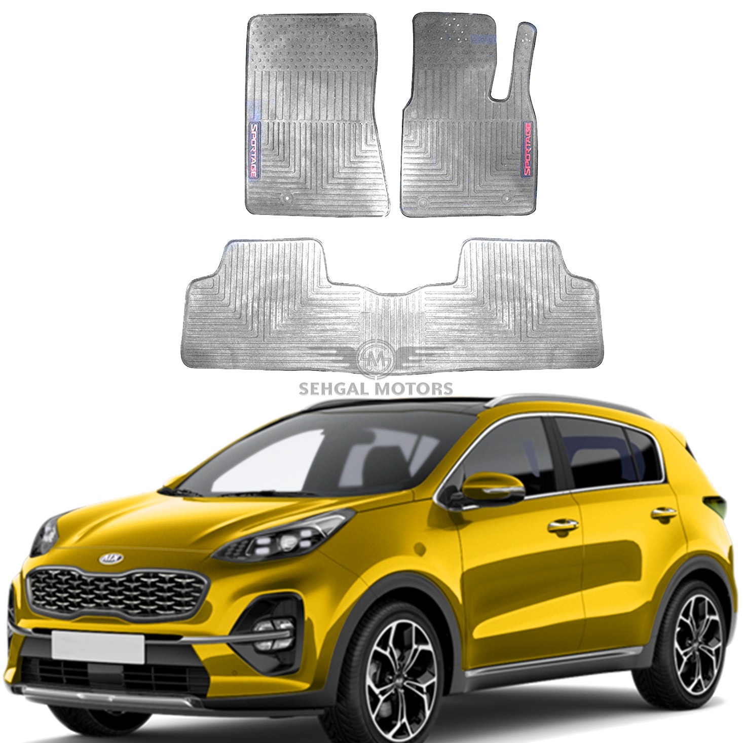 Kia Sportage Rubber Floor Mat Smoke With Beige Border Model 2020 - 2021