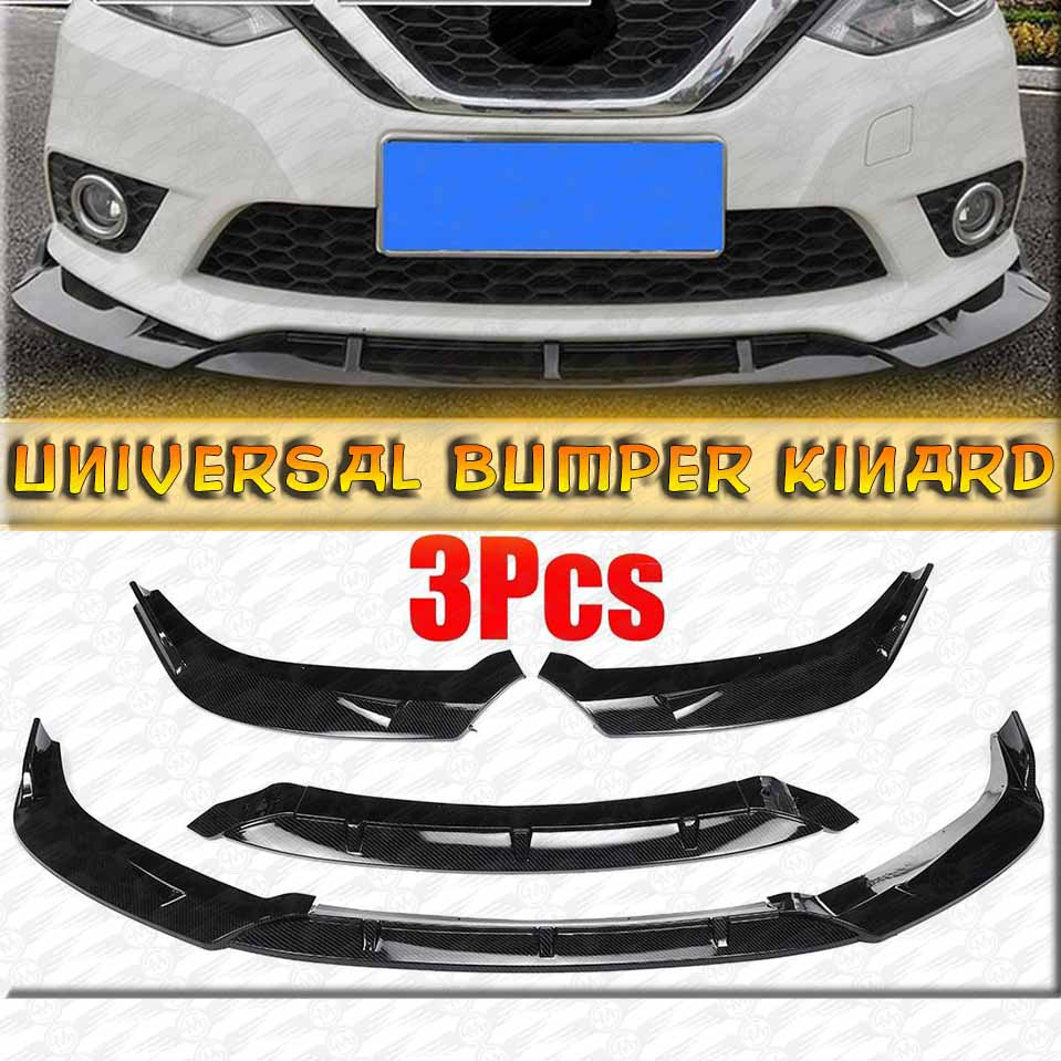 Universal Front Bumper Kinard 3Pcs Glossy Black
