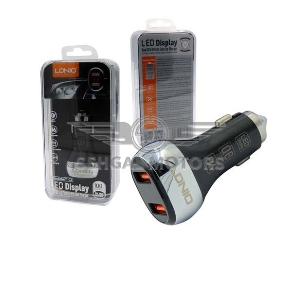 LDNIO Fast Mobile Car Charger Led Display C2