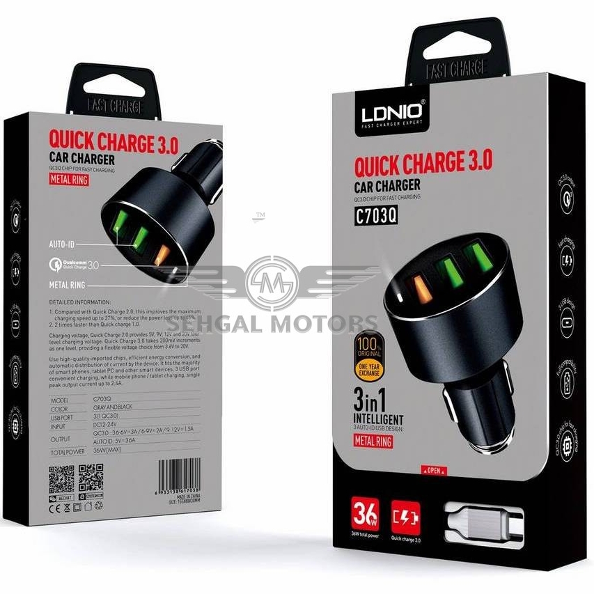 LDNIO Quick Car Charger 3in1 C703Q