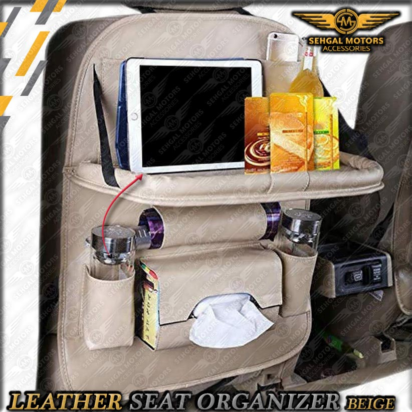 Seat Organizer Leather Beige