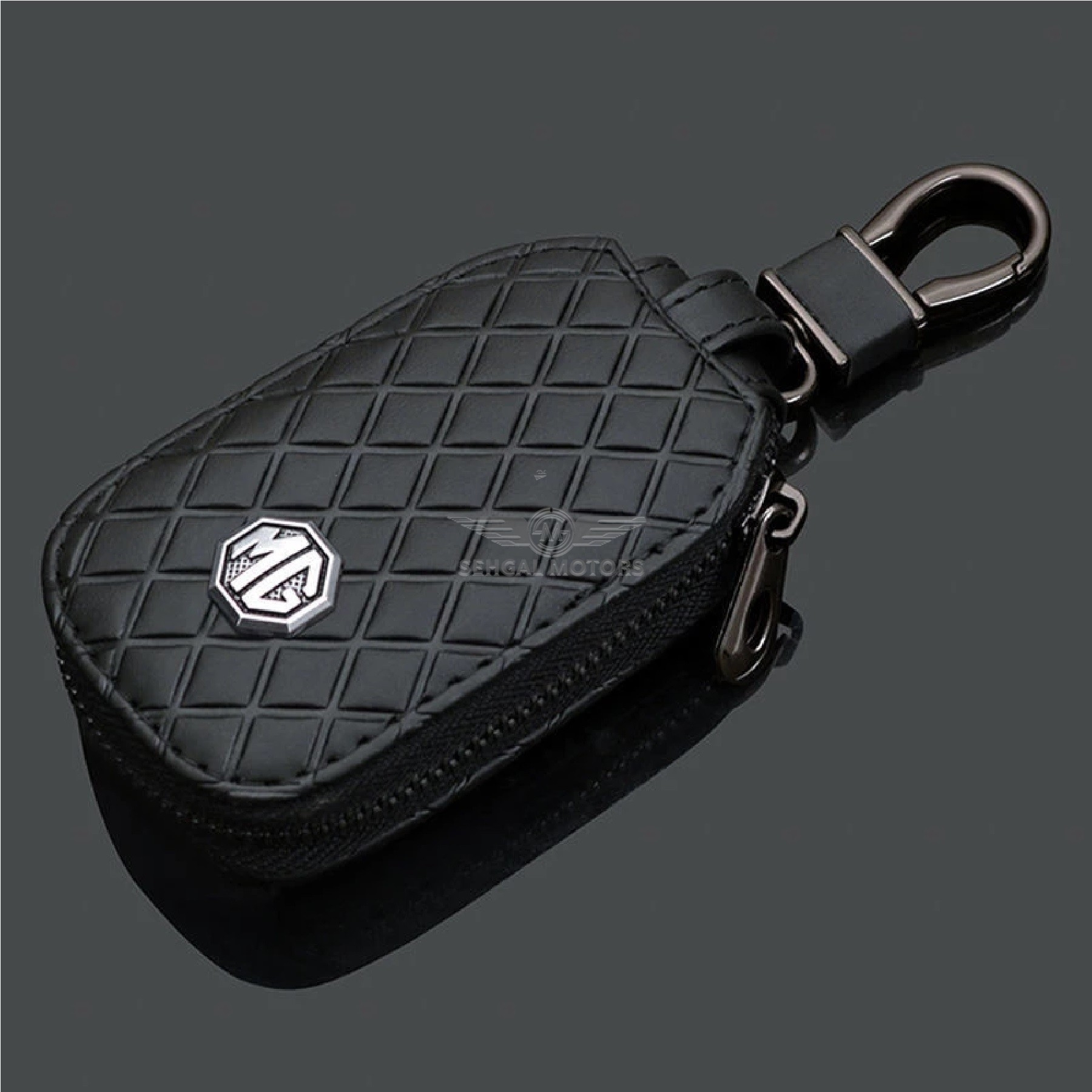 MG HS Key Pouch 7D Style With Logo & Key Chain - Black