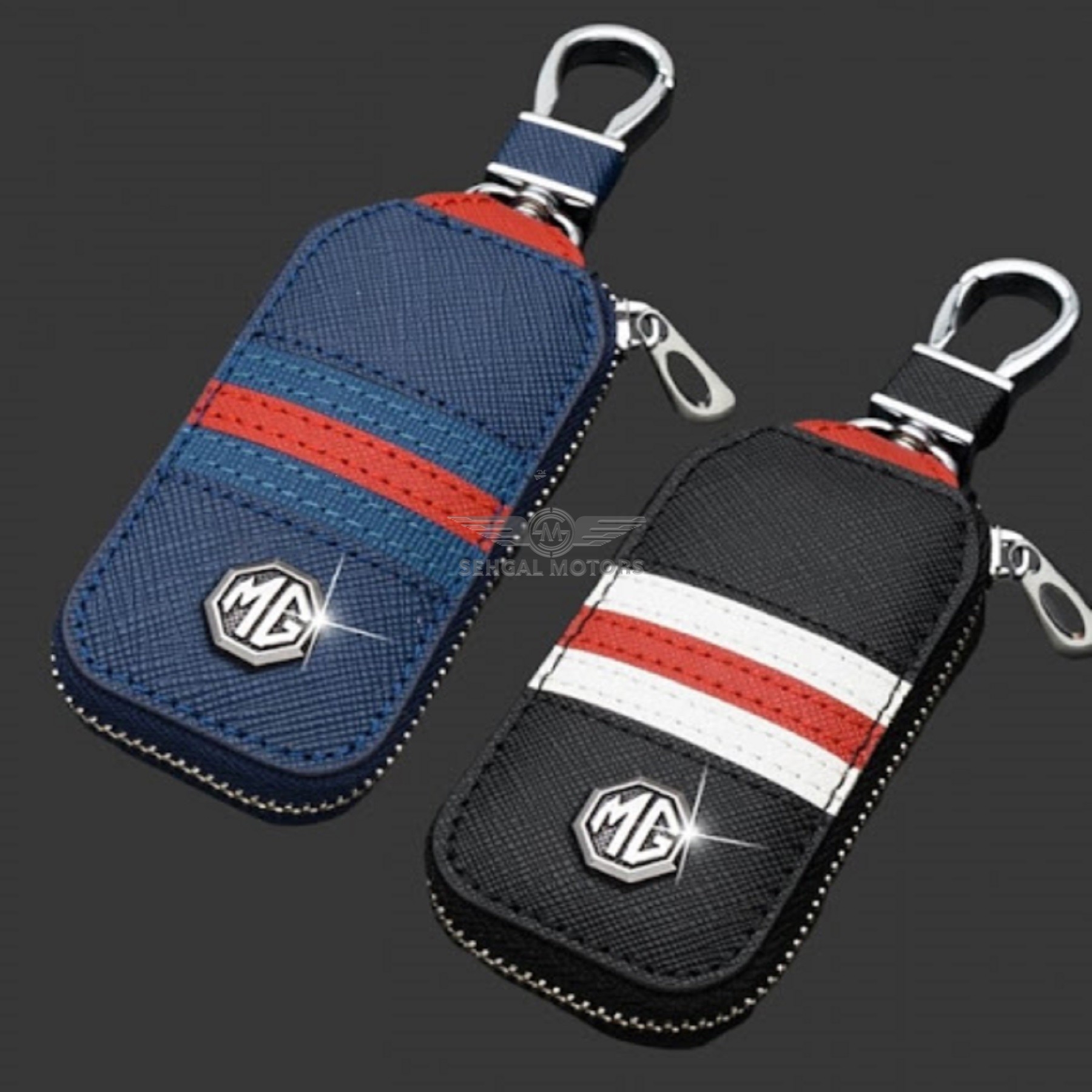 MG HS Key Pouch Red & Blue Strip With Logo & Key Chain