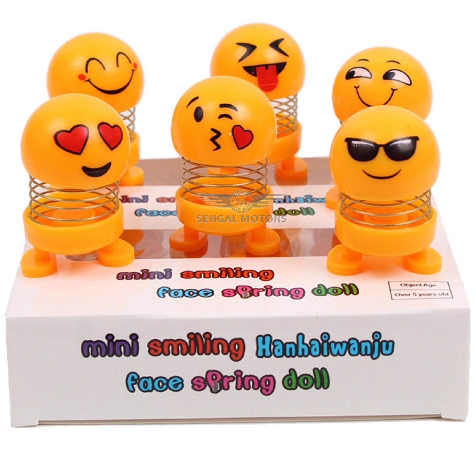 Mini Bouncing Car Dashboard Smiley Emoji - Mix Each