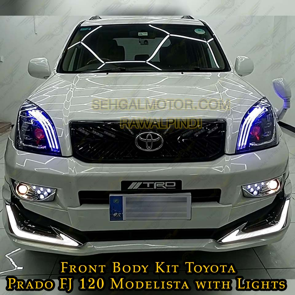 Toyota Prado Fj120 Front Body Kit FJ150 Style With LED White Model 2002-2008