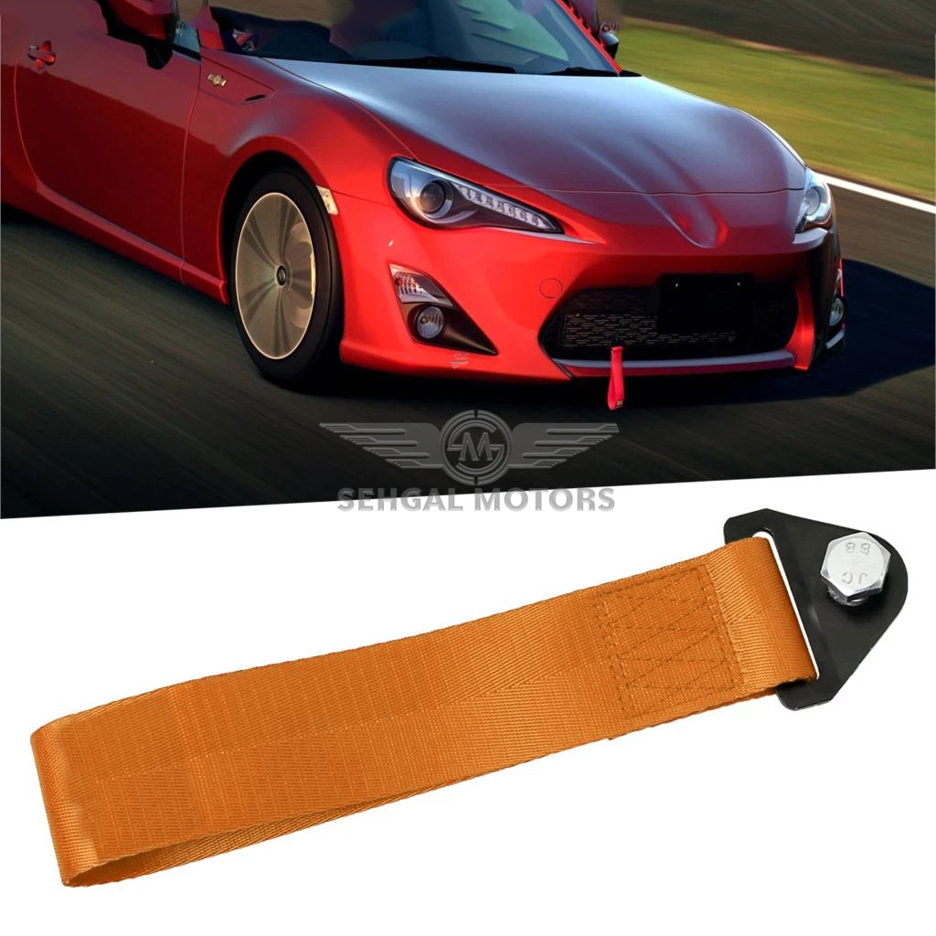 Car Front Bumper Strap Tow Hook - Orange