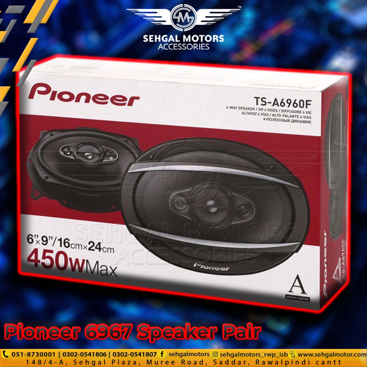 PIONEER TS-A6967S 4-Way 450w 6x9Inch Speakers (Pair)