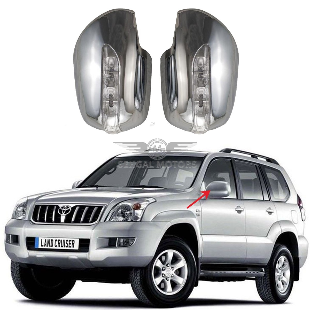 Toyota Prado FJ120 Side Mirror Cover LED Light Model: 2002-2009