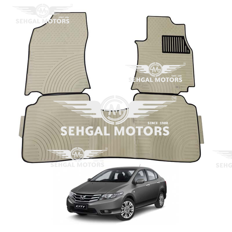 Honda City Rubber Floor Mat Beige with Black Border 3pcs Model 2008 - 2021